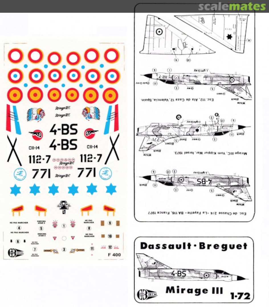 Boxart Dassault Breguet Mirage III F 400 C3D Decal