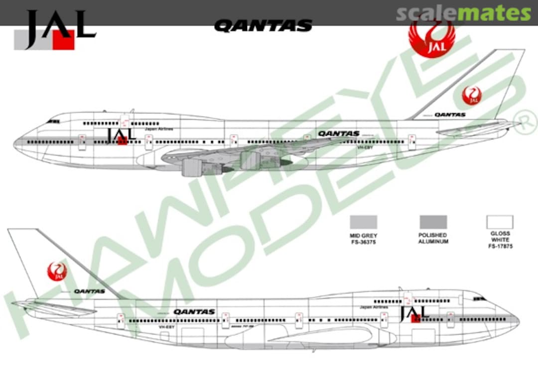 Boxart JAL, Boeing 747-300, operated by QANTAS CDS-023 Hawkeye Models