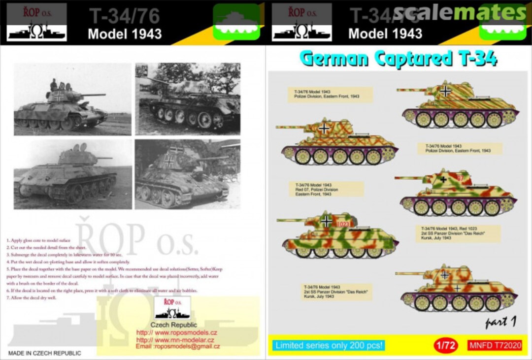 Boxart T-34/76 MODEL 1943 - GERMAN CAPTURED T-34 MNFDT72020 ROP o.s.