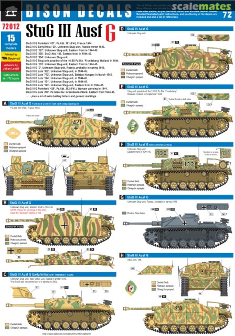 Boxart StuG III Ausf G 72012 Bison Decals