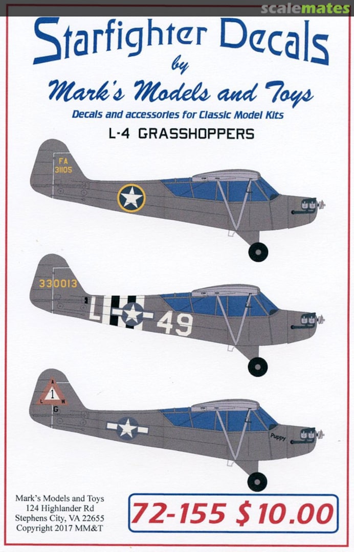 Boxart L-4 Grasshoppers 72-155 Starfighter Decals