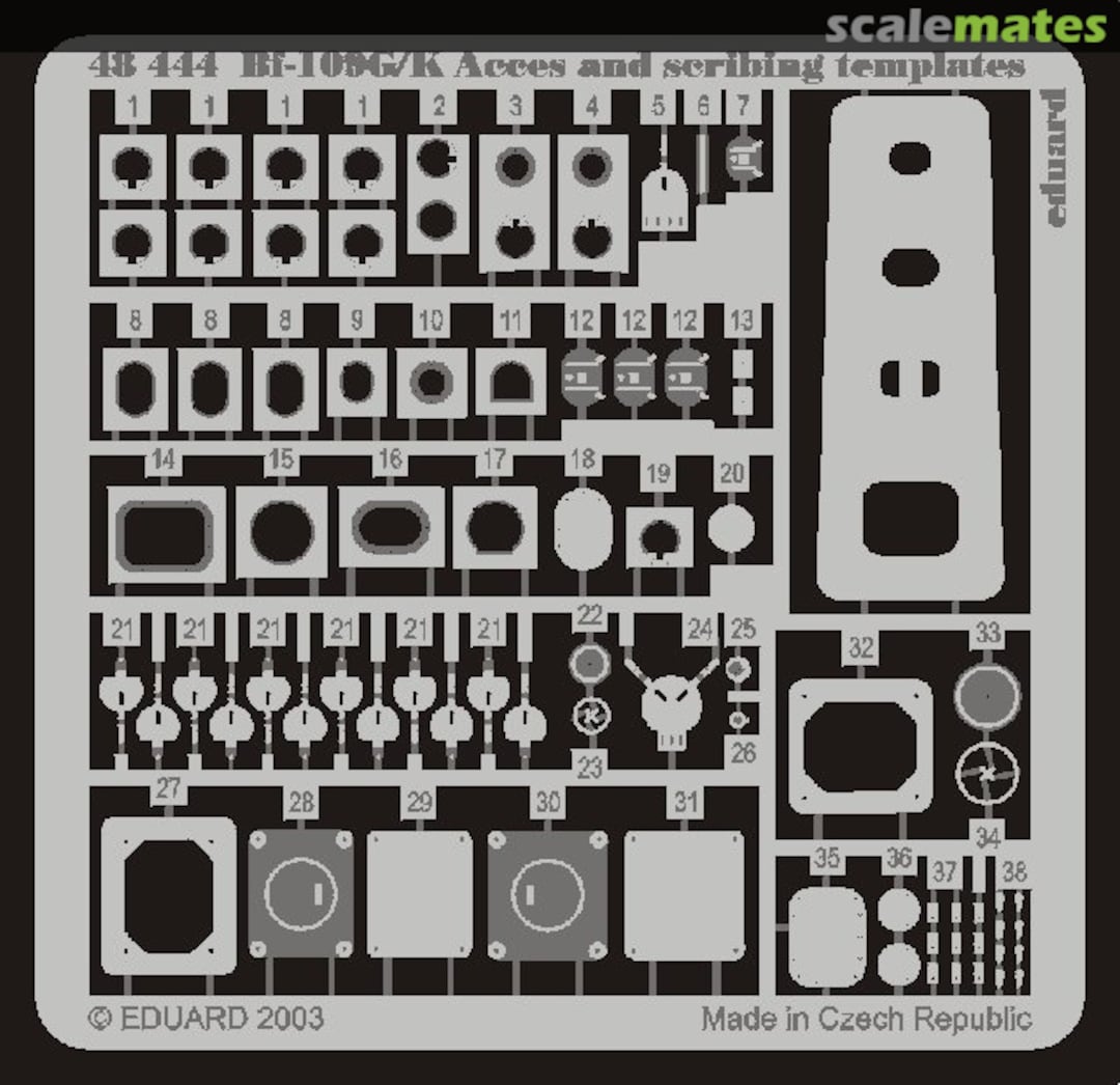 Boxart Bf 109G/K access and scribing templates 48444 Eduard