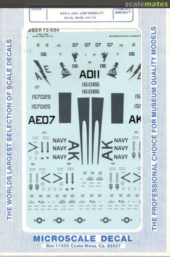 Boxart A-6E's, USN, Low visibilty 72-534 Microscale