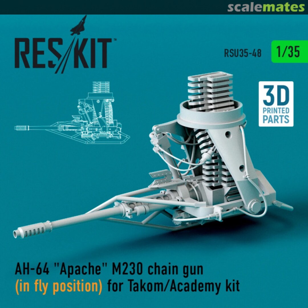 Boxart AH-64 Apache M230 chain gun (in fly position) for Takom/Academy kit RSU35-0048 ResKit