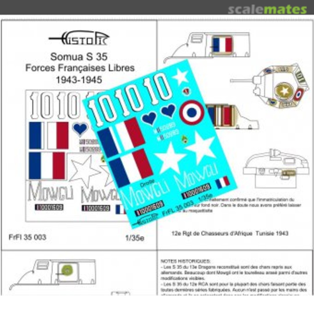 Boxart SOMUA S35 Forces françaises libres 1943-45 FrFl 35003 HISTOPIC