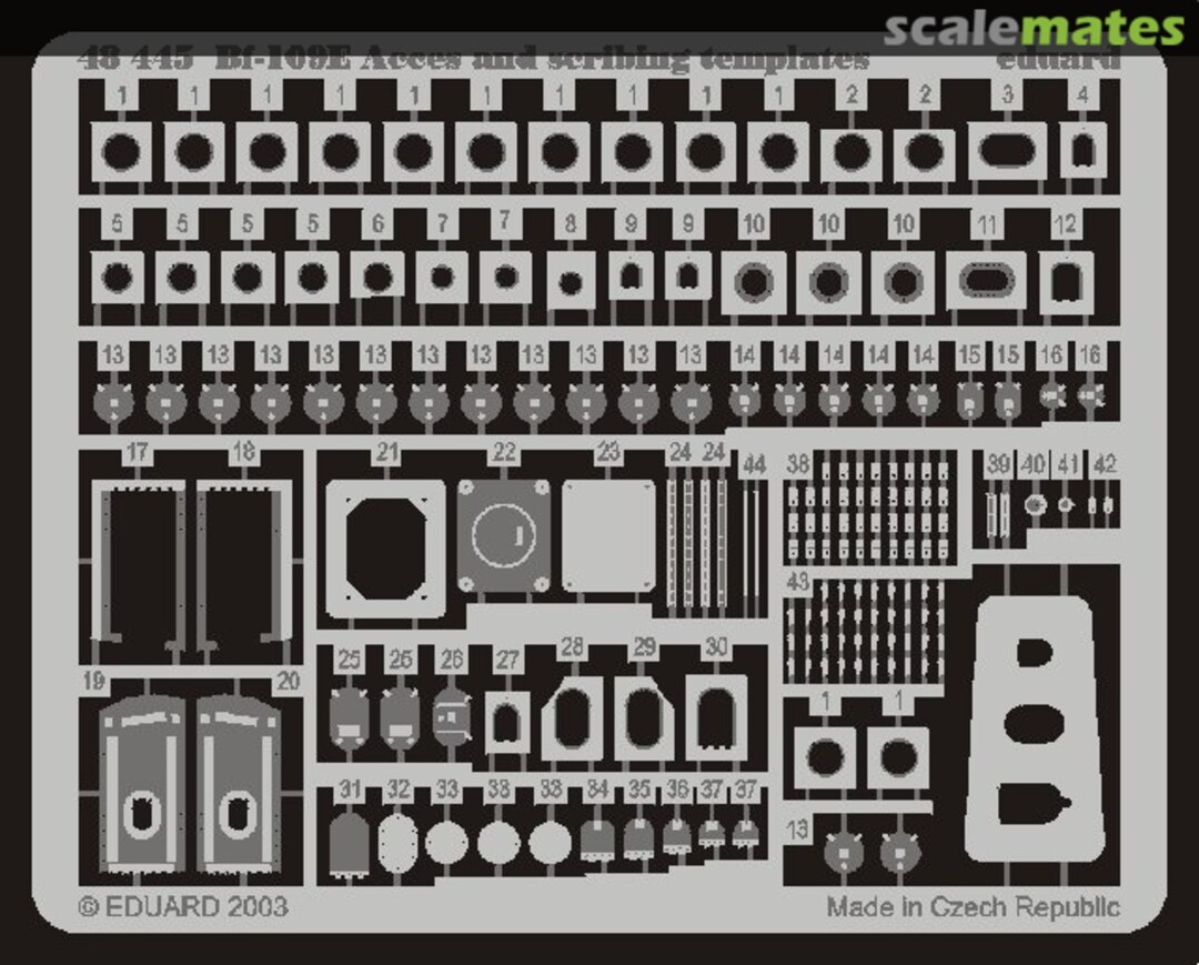 Boxart Bf 109E access and scribing templates 48445 Eduard
