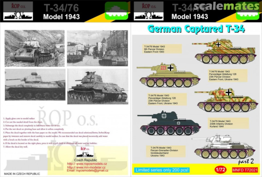 Boxart T-34/76 MODEL 1943 - GERMAN CAPTURED T-34 MNFDT72021 ROP o.s.