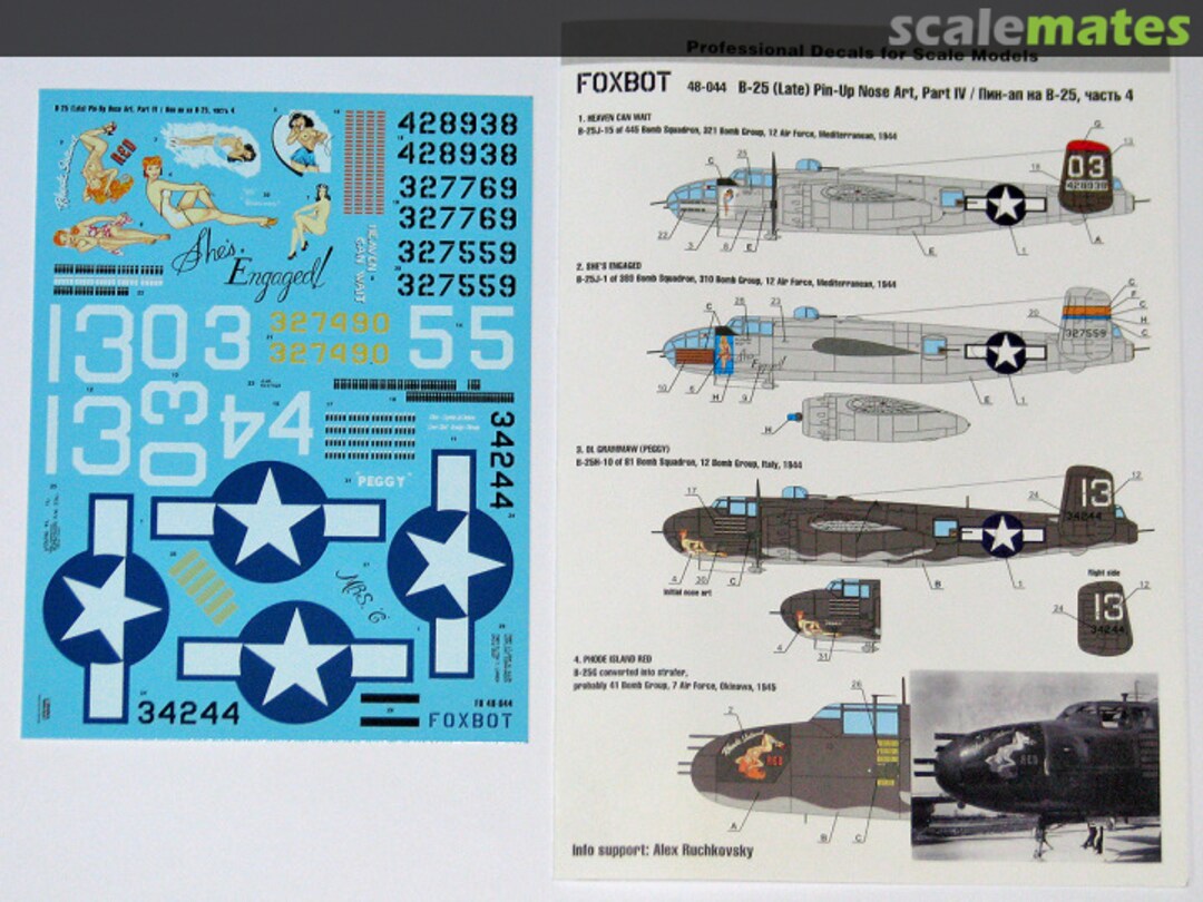 Boxart B-25 (Late) Pin-Up Nose Art, Part IV 48-044A Foxbot