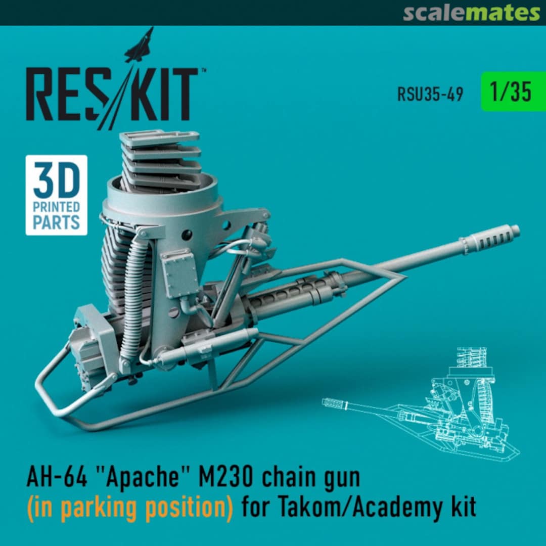 Boxart AH-64 Apache M230 chain gun (in parking position) for Takom/Academy kit RSU35-0049 ResKit