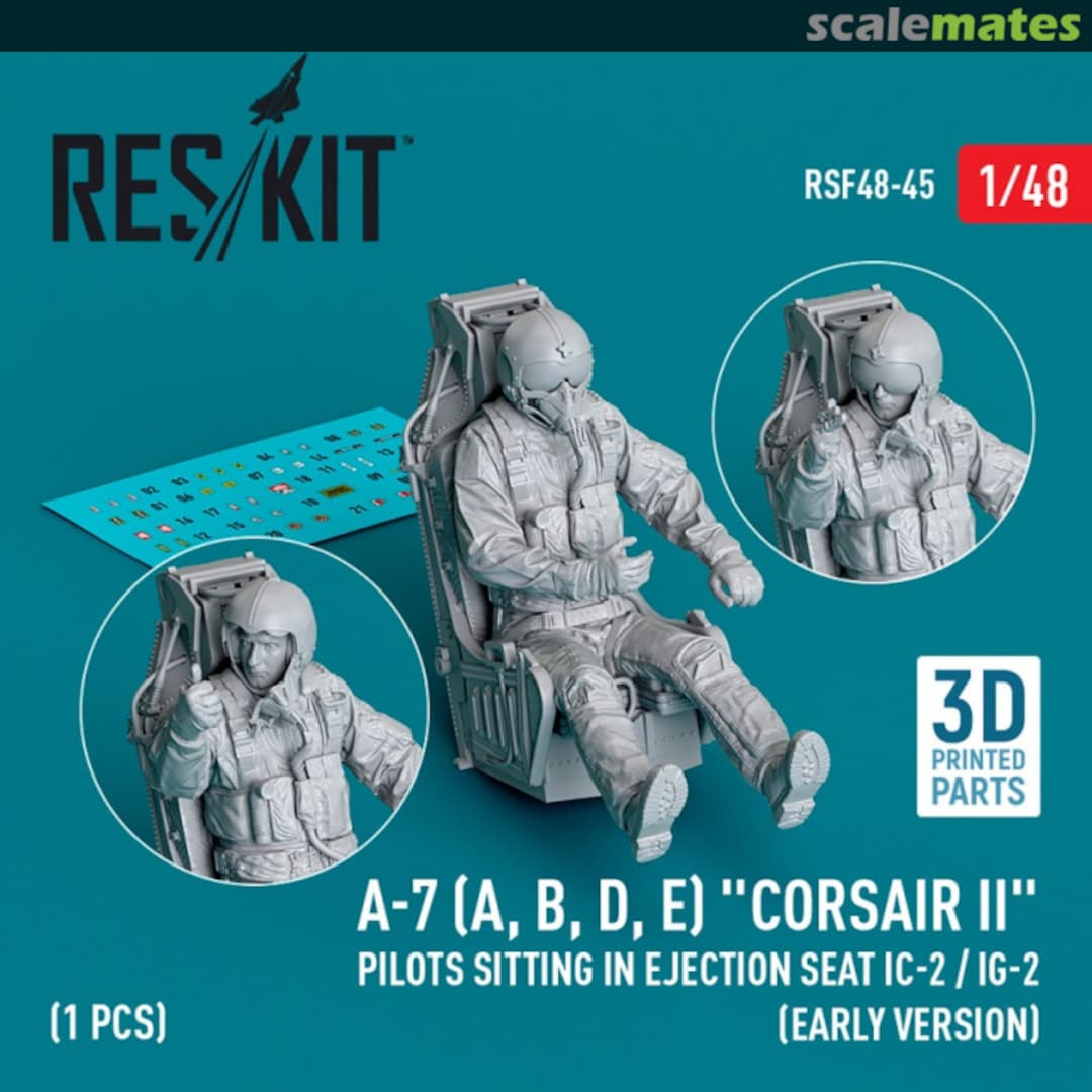 Boxart A-7 (A, B, D, E) Corsair II pilots sitting in ejection seat IC-2 / IG-2 (early version) (3D Printed) (1 шт.) RSF48-0045 ResKit