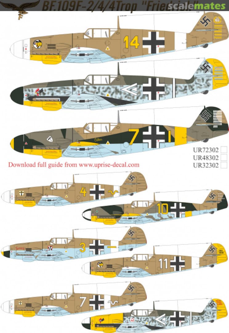 Boxart Bf.109 F-2/4 Friedrich Pt.1 with stencils UR32302 UpRise Decal Serbia