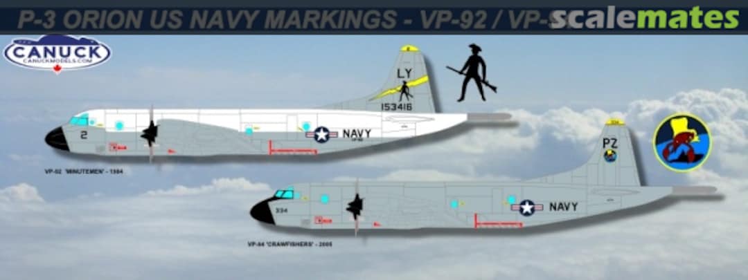 Boxart USN P-3 Orion Markings VP-92 / VP-94 028-72 Canuck Model Products