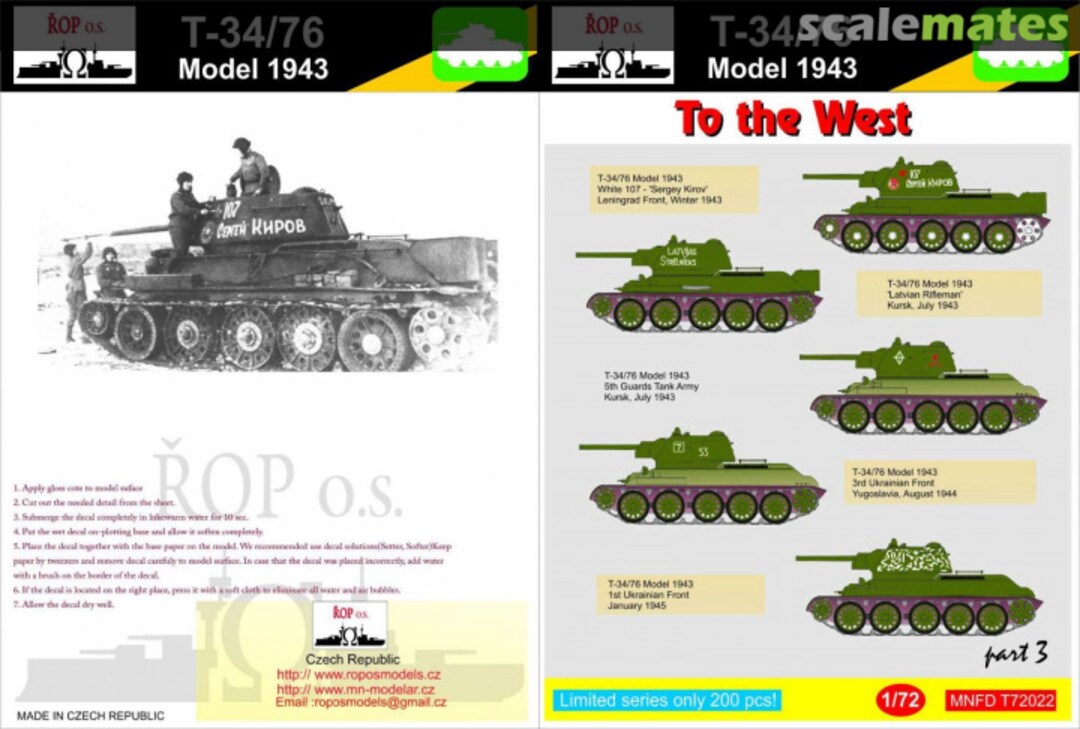 Boxart T-34/76 MODEL 1943 - TO THE WEST MNFDT72022 ROP o.s.