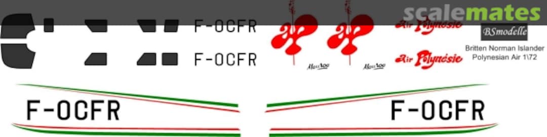 Contents Britten Norman Islander Air Poynesia decals BSM720518 BSmodelle