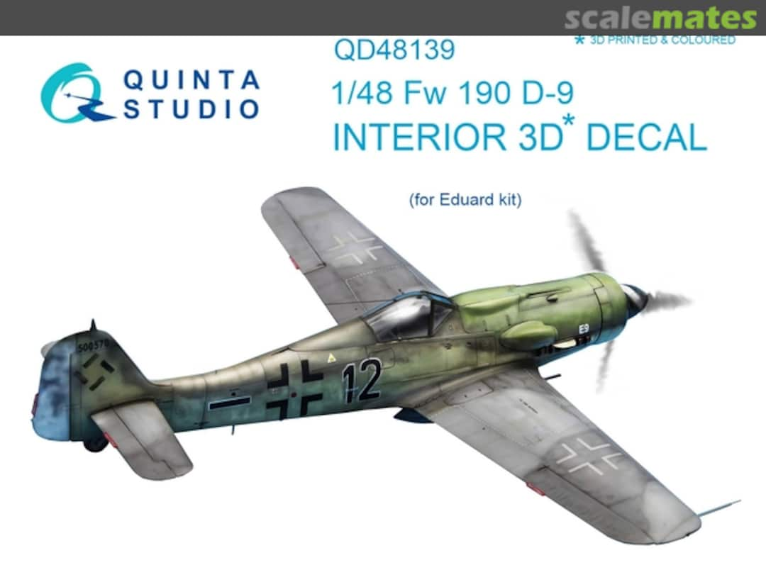 Boxart Fw 190 D-9 interior 3d decals QD48139 Quinta Studio