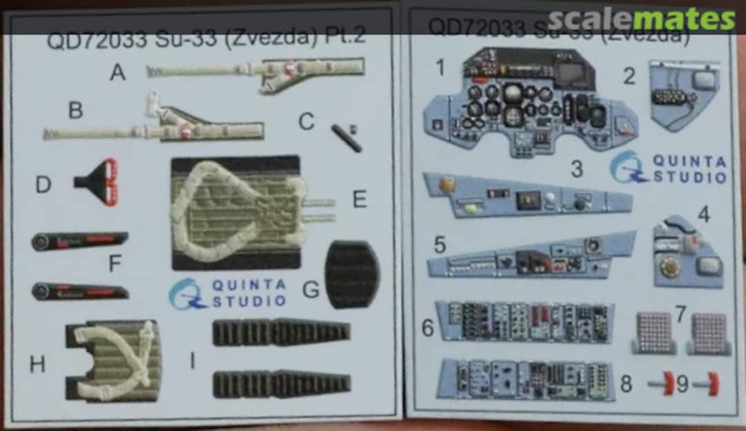 Contents Su-33 Flanker-D interior 3D decals QD72033 Quinta Studio