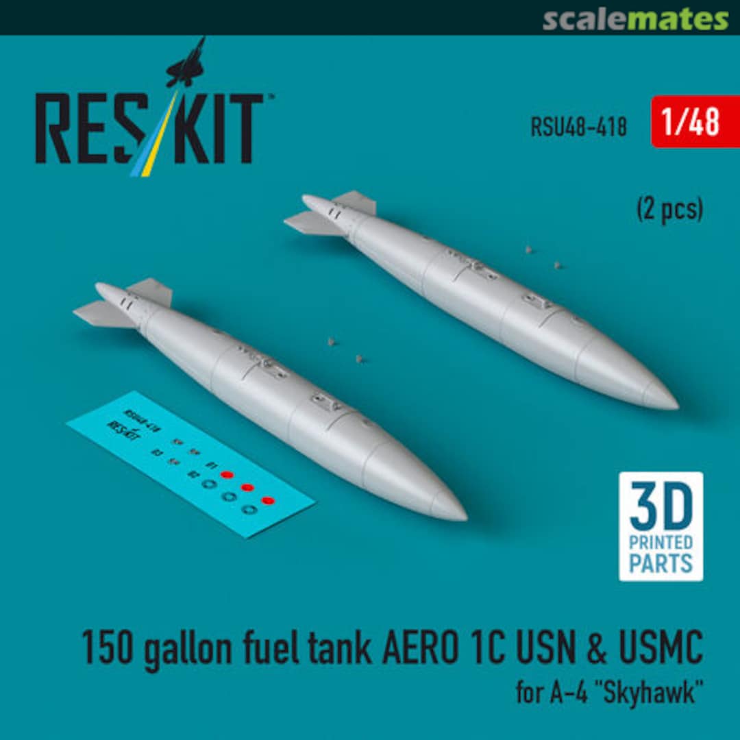 Boxart 150 gallon fuel tank AERO 1C USN & USMC (2 pcs) RSU48-0418 ResKit