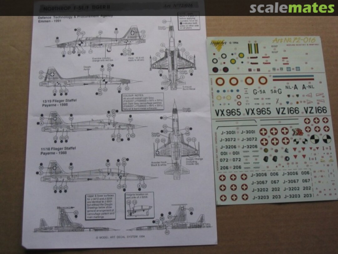 Boxart Wasp, Scout, Vampire, Tiger 72/016 Model Art Decal System