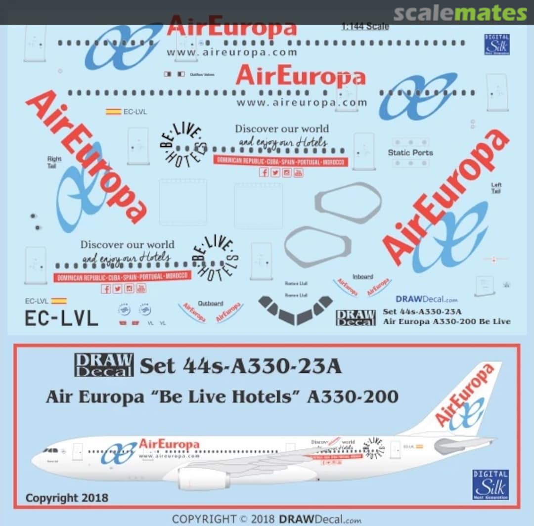 Boxart Air Europa “Be Live Hotels” A330-200 44-A330-23A Draw Decal