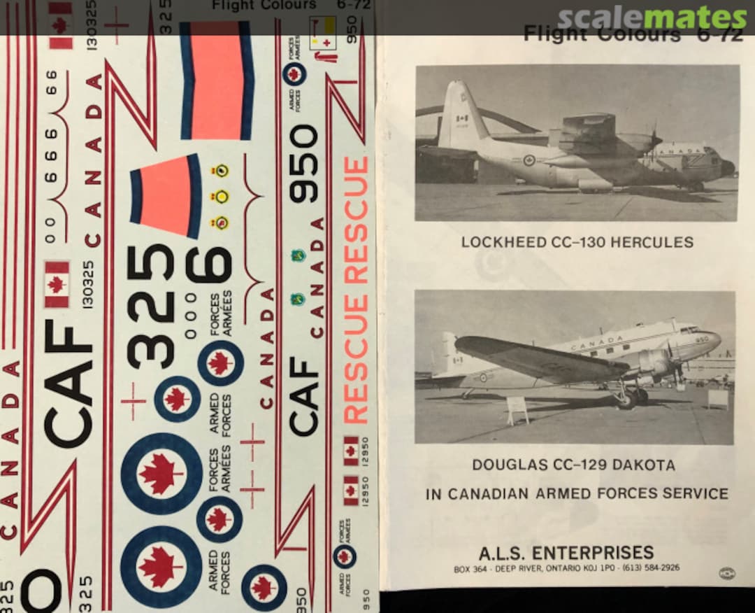 Boxart Lockheed CC-130 Hercules & Douglas CC129 Dakota 6-72 Flight Colours