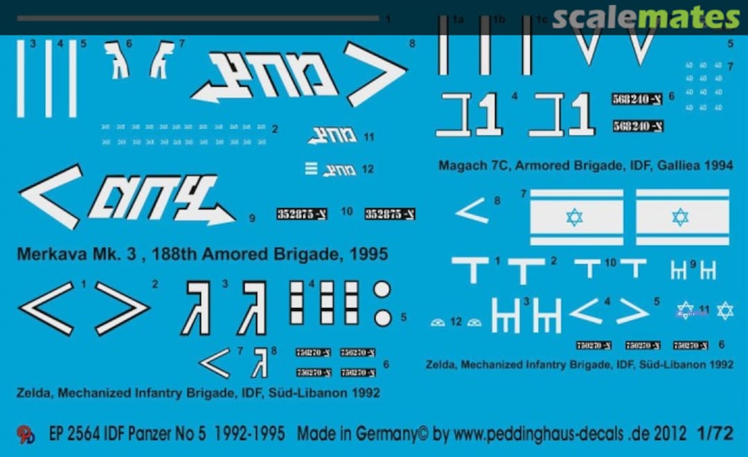 Boxart IDF Panzer No 5 1992-1995 EP 2564 Peddinghaus-Decals