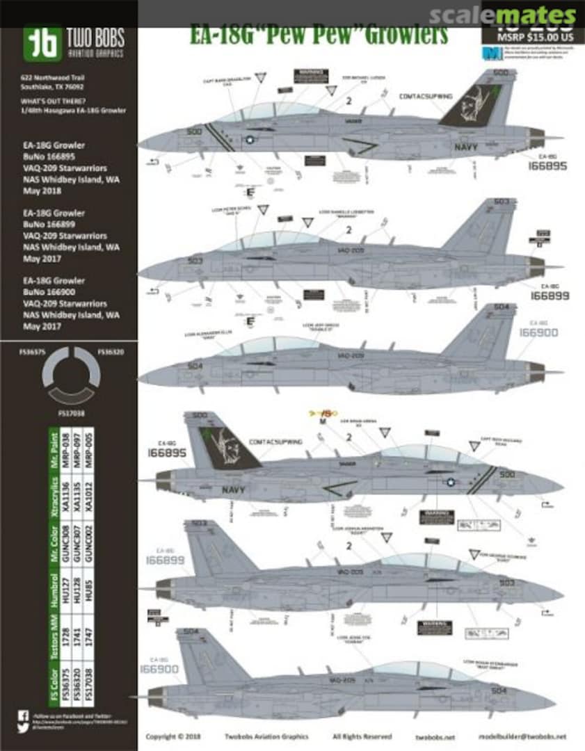 Boxart EA-18G "Pew Pew" Growlers 48-263 TwoBobs Aviation Graphics