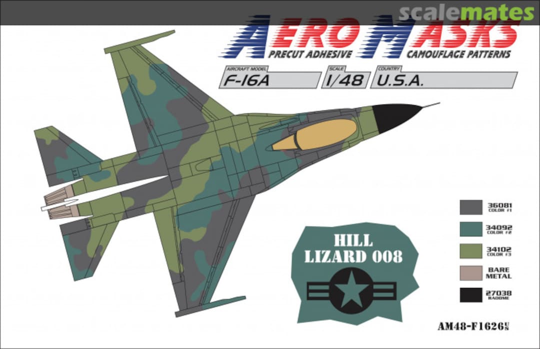 Boxart F-16A USA Hill Lizard 008 AM48-F1626 AeroMasks