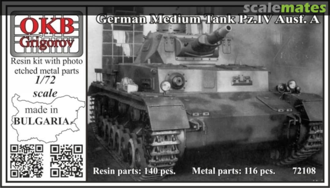 Boxart German Medium Tank Pz.Kpfw IV Ausf. A 72108 OKB Grigorov