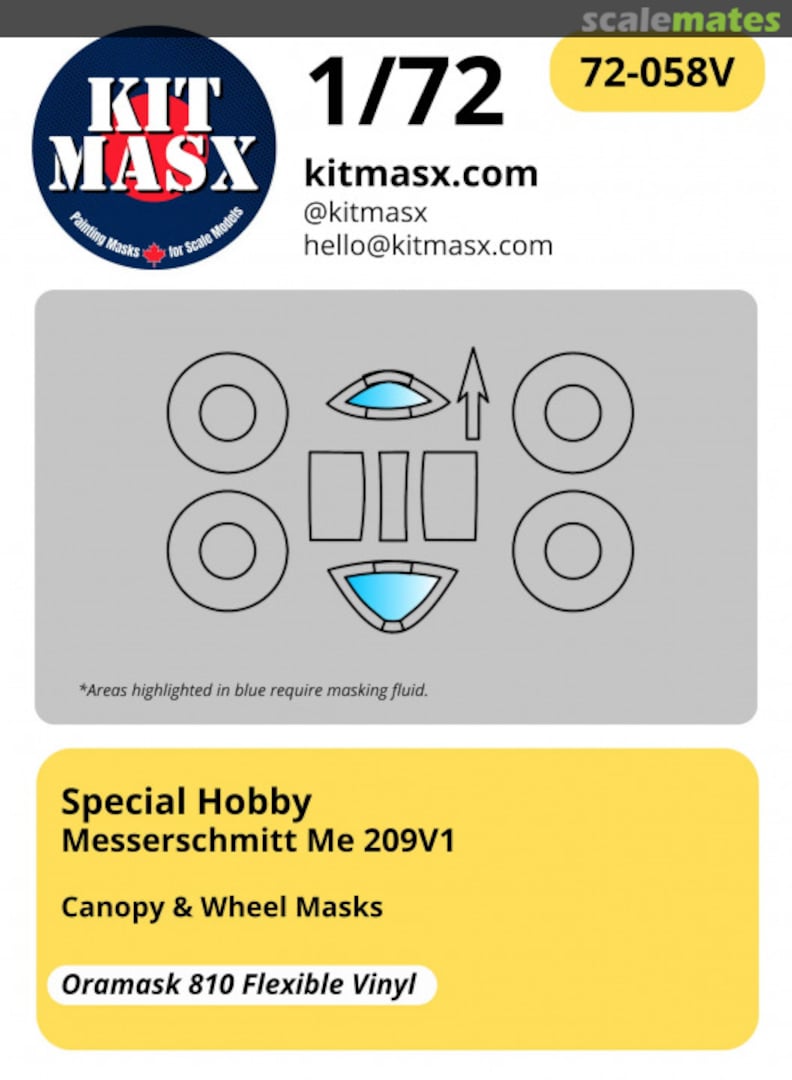 Boxart Messerschmitt Me 209V1 1/72 Canopy Masks & Main Markings 72-058V Kit Masx