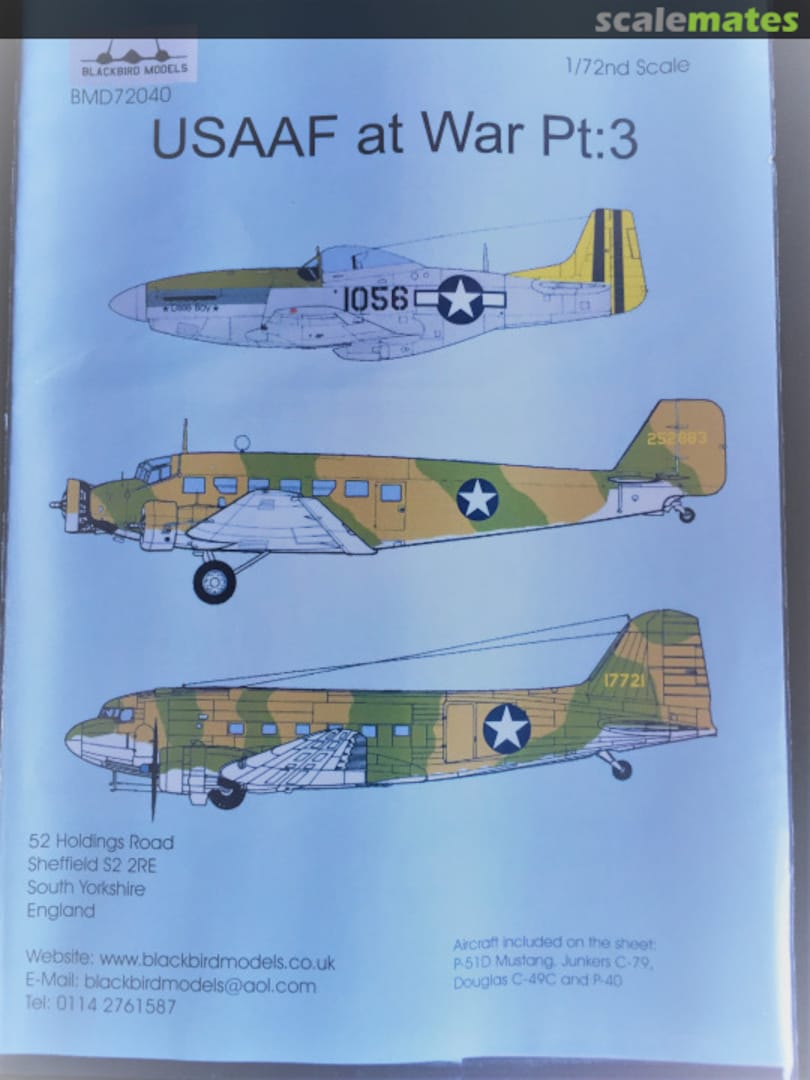 Boxart USAAF At War Pt. 3 BMD72040 Blackbird Models