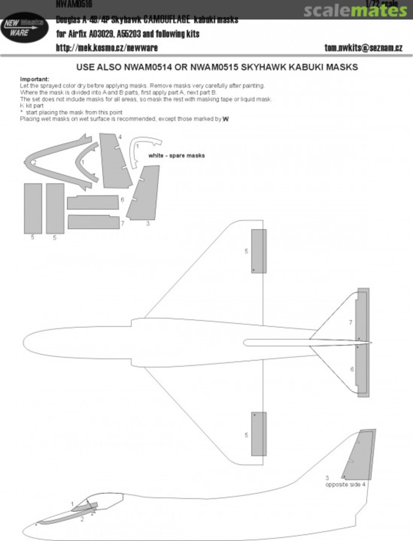 Boxart Douglas A-4B/4P Skyhawk CAMOUFLAGE kabuki masks NWAM0516 New Ware