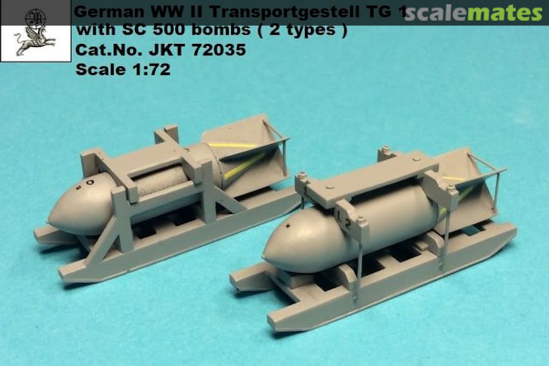 Boxart German WWII Transportgestell TG-1 transport sledges with 2 types of SC-500 bombs JKT72035 Profimodeller