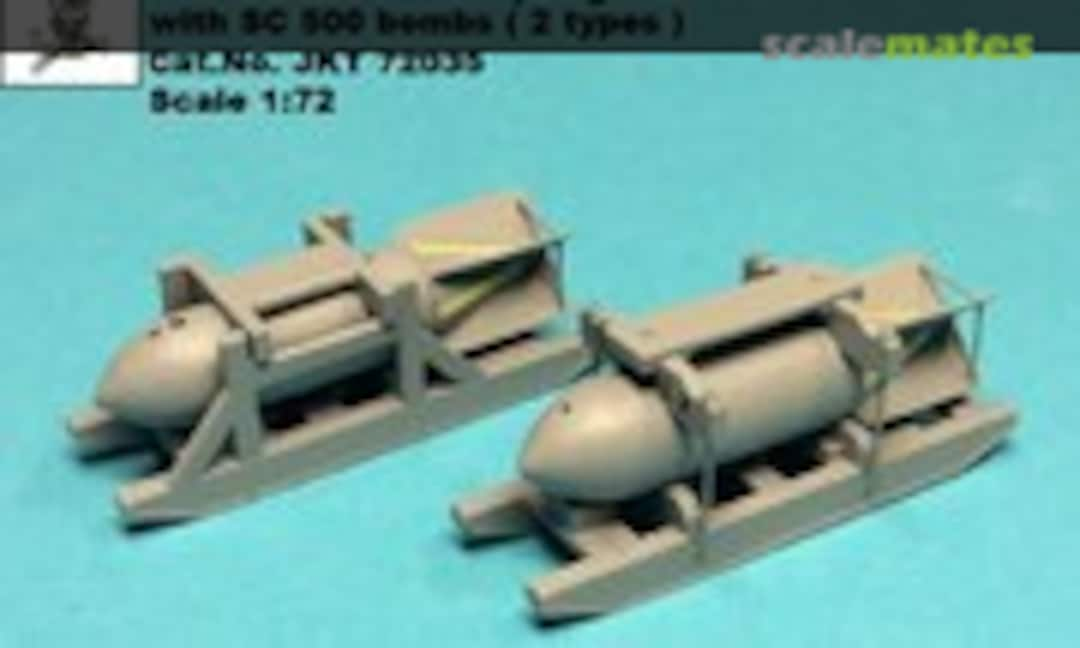 1:72 German WWII Transportgestell TG-1 transport sledges with 2 types of SC-500 bombs (Profimodeller JKT72035)