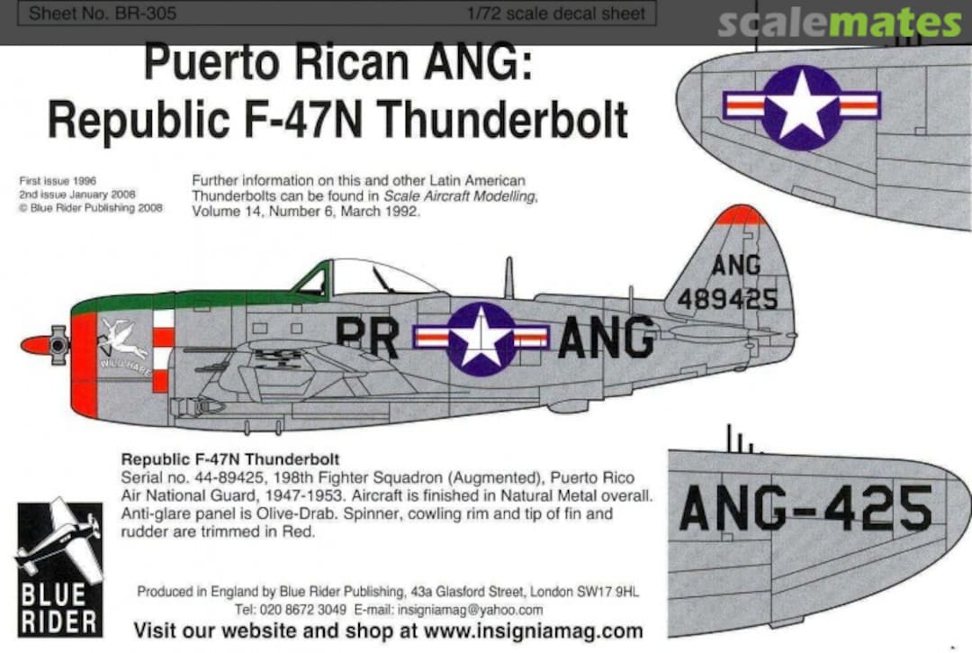 Boxart Puerto Rican ANG: Republican F-47N Thunderbolt BR-305 Blue Rider