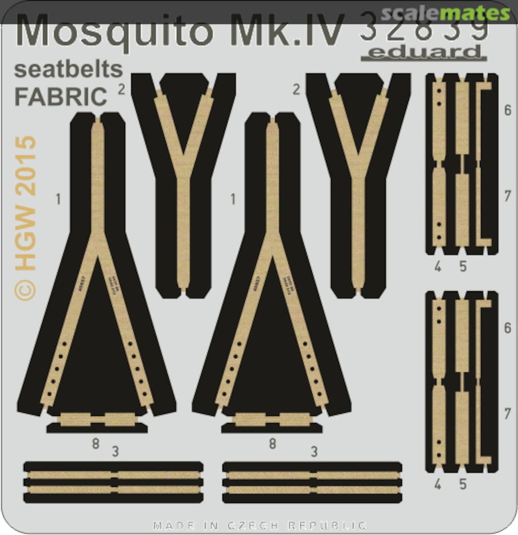 Boxart Mosquito Mk.IV seatbelts FABRIC 32839 Eduard