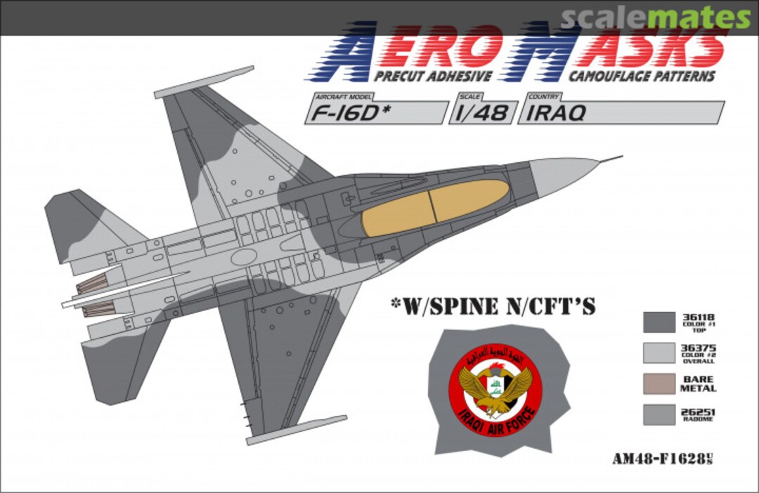 Boxart F-16D Iraq with spine, no CFT's AM48-F1628 AeroMasks