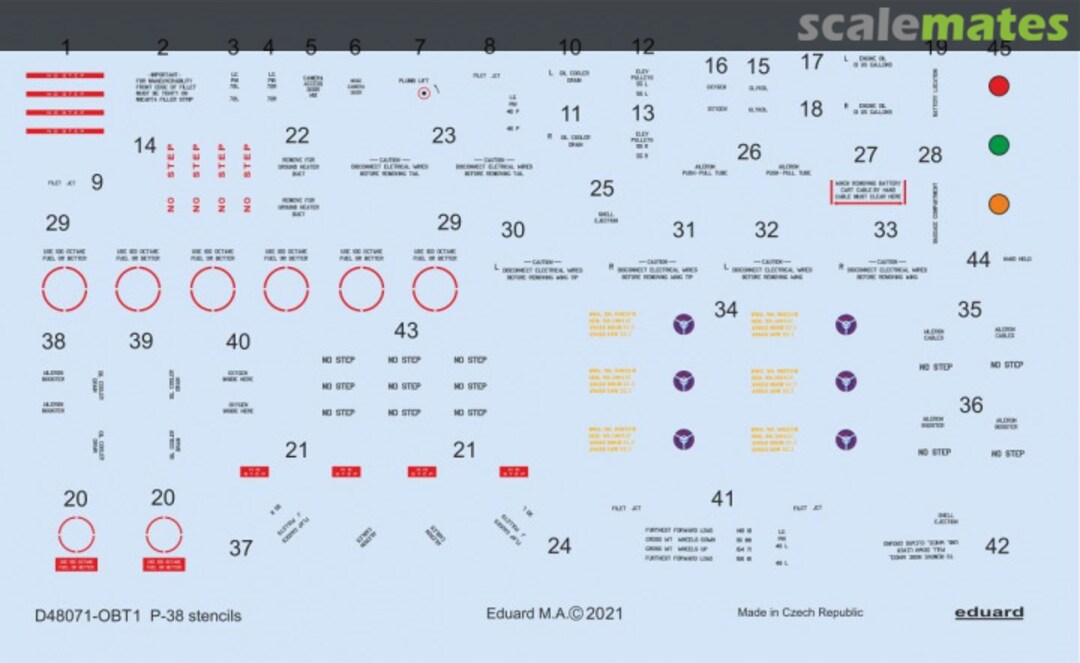 Boxart P-38 stencils D48071 Eduard