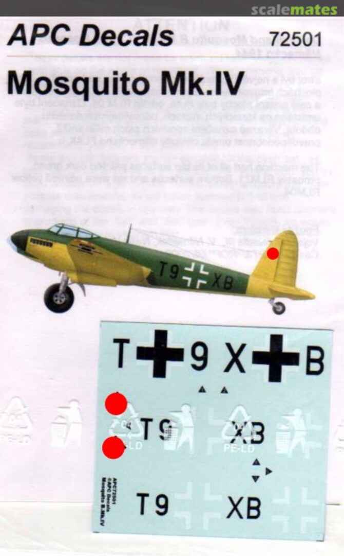 Boxart Mosquito Mk.IV 72501 APC Decals