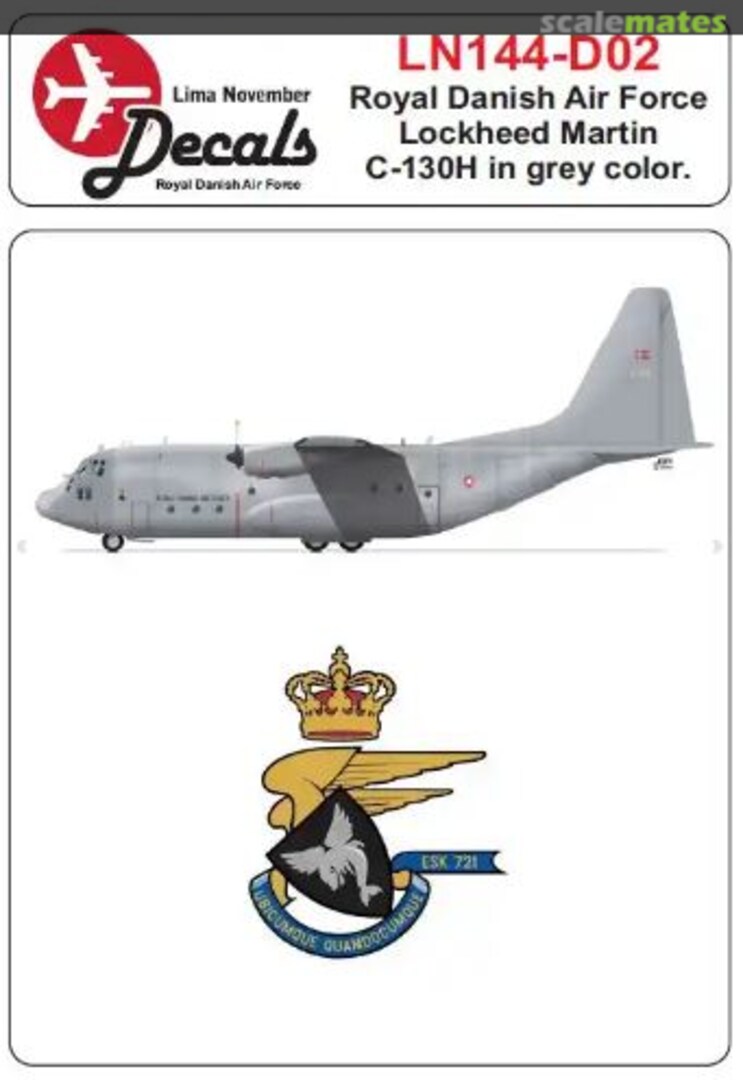 Boxart Royal Danish Air Force C-130H Hercules 721 Esk (all grey scheme) LN144-D02 Lima November Decals