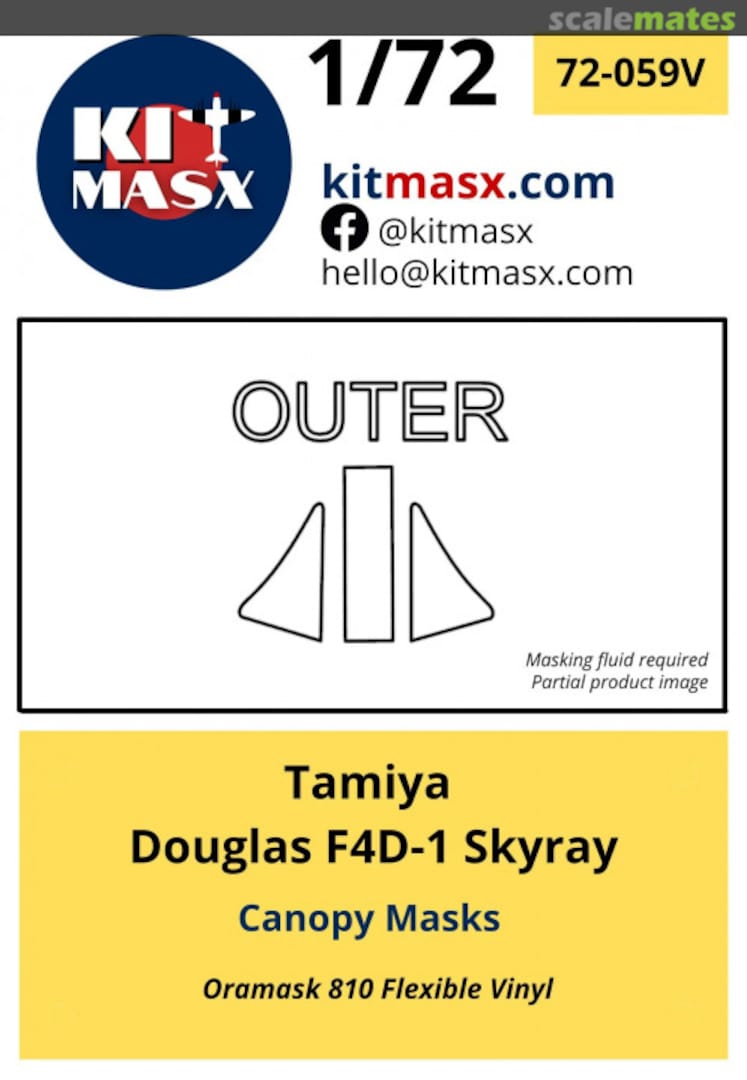 Boxart Douglas F4D-1 Skyray Canopy Masks 72-059V Kit Masx