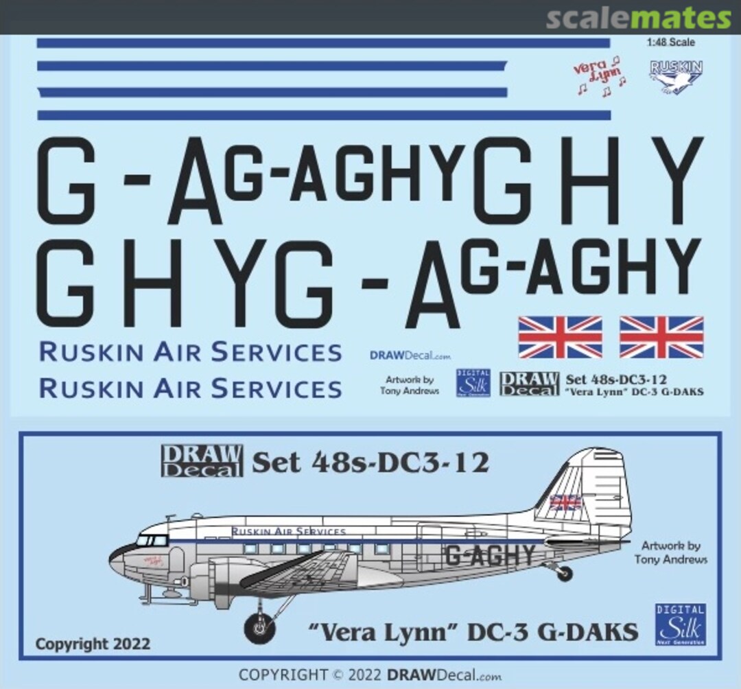 Boxart “Vera Lynn” C-47 G-DAKS / G-AGHY 48-DC3-12 Draw Decal