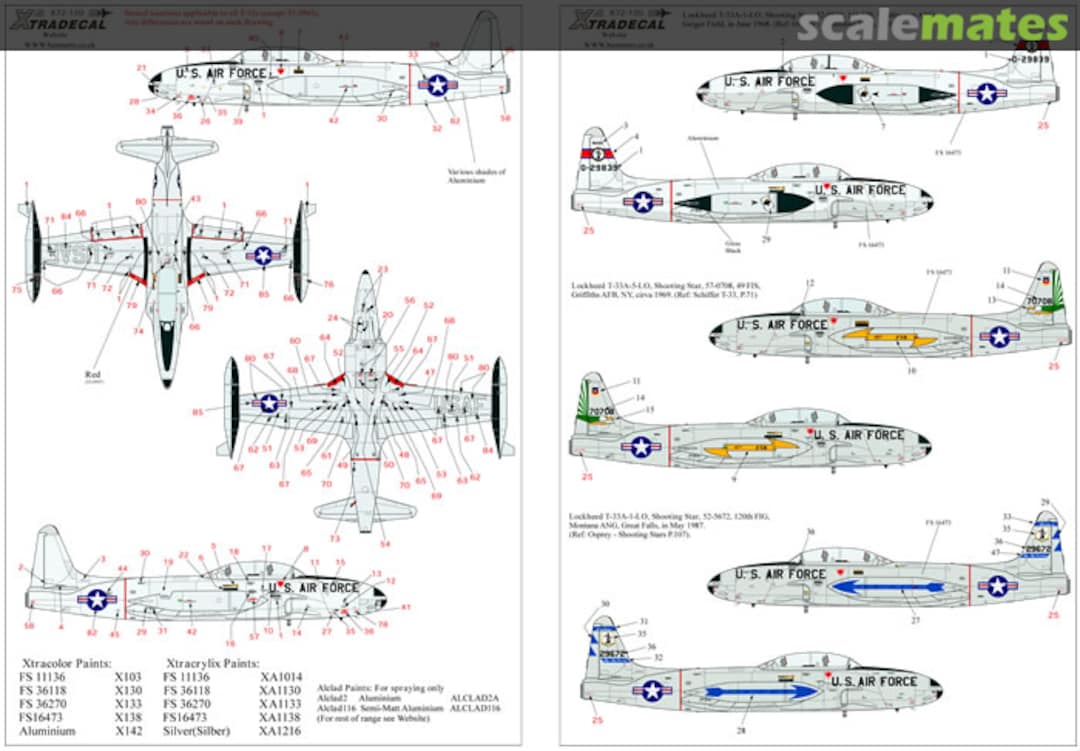 Boxart Lockheed T-33A/Lockheed P-80C Shooting Star Part 1 X72-120 Xtradecal