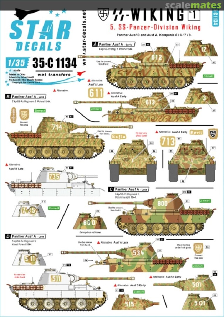 Boxart SS-Wiking # 1 35-C1134 Star Decals