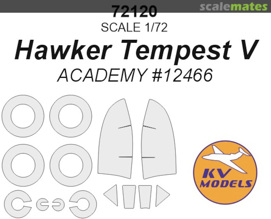 Boxart Mask 1/72 for Tempest V and wheels masks 72120 KV Models