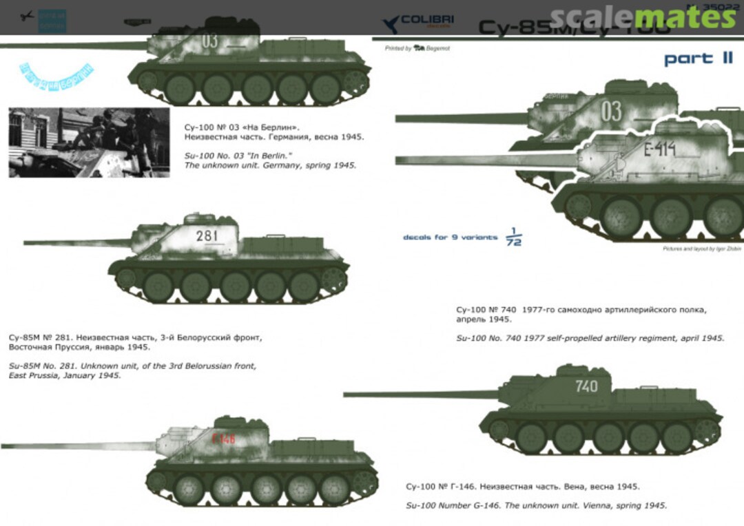 Boxart Su-85m/Su-100 part 2 35022 Colibri Decals