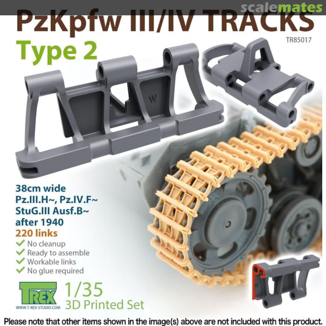 Boxart PzKpfw III / IV Tank Tracks - Type 2 TR85017 T-Rex Studio