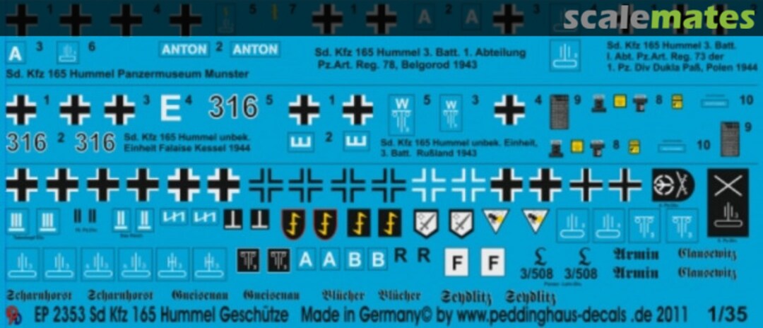 Boxart Sd Kfz 165 Hummel Geschütze EP 2353 Peddinghaus-Decals