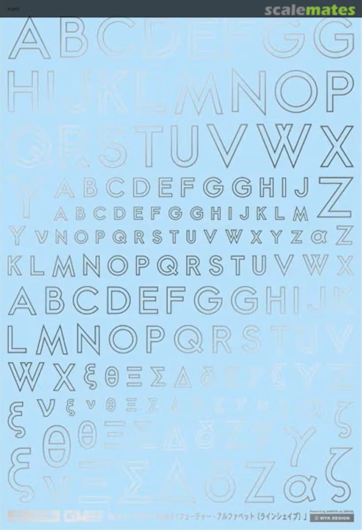 Boxart GM Number Decal No.9 Future Alphabet [Line Shave] Silver GM-753 MYK Design