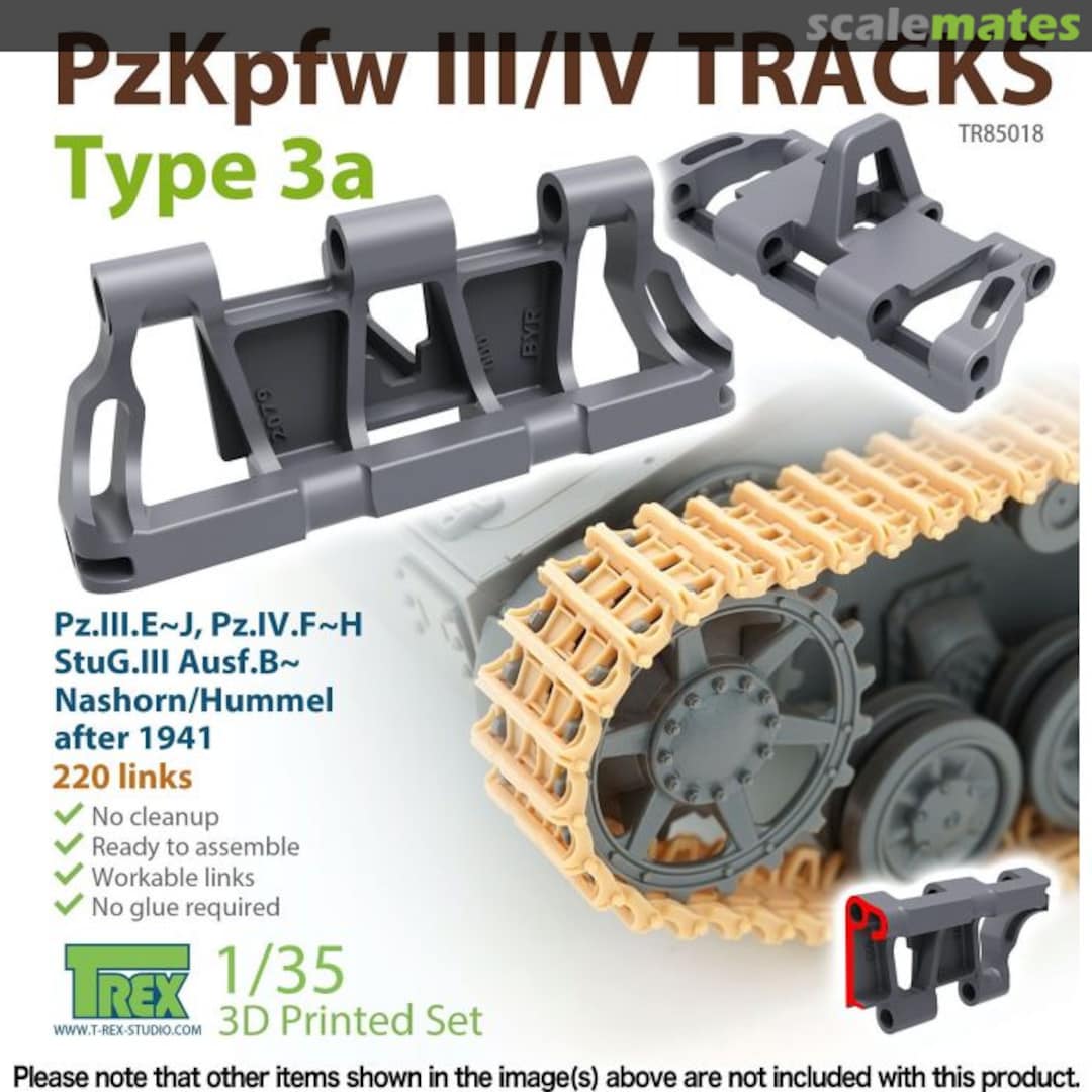 Boxart PzKpfw III / IV Tank Tracks - Type 3a TR85018 T-Rex Studio