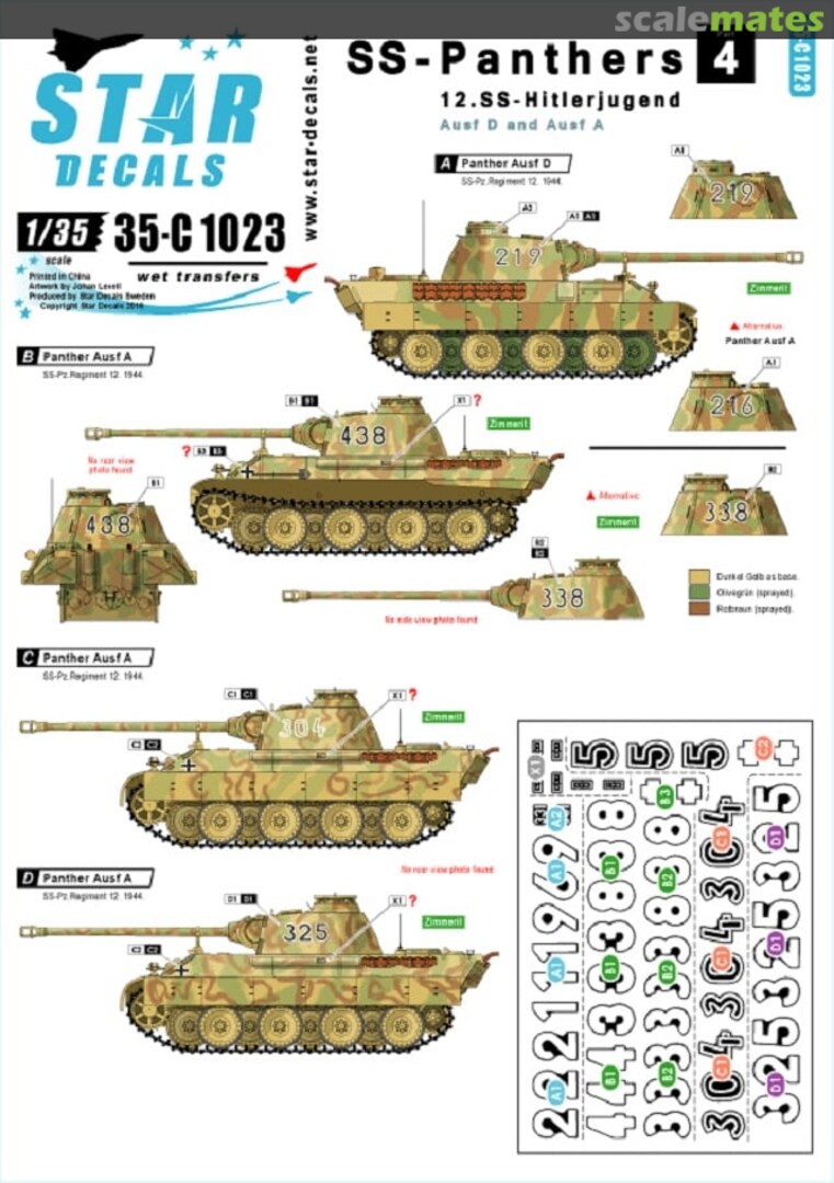 Boxart SS-Panthers Part 4 12.SS-Hitlerjugend 35-C1023 Star Decals